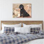VS, Californië. Labradoodle oppassen Canvas Afdruk (Insitu (Slaapkamer))