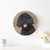 VS, Californië. Labradoodle zit Grote Klok (Huis)