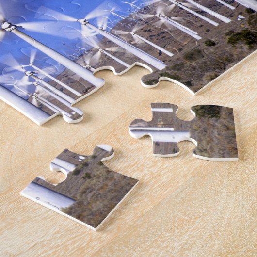 VS, Californië, Mojave. Uitzicht van een windturbi Legpuzzel (Zijkant)