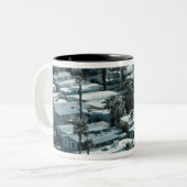 VS, Californië, Palm Springs. Trailer Park op Tweekleurige Koffiemok (Voorkant links)