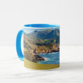 VS, Californië. Panorama van Big Sur met Bixby Mok (Voorkant links)