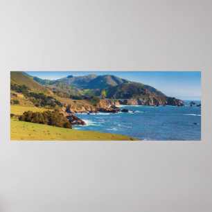 VS, Californië. Panorama van Big Sur met Bixby Poster