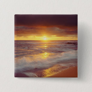 VS, Californië, San Diego. Sunset Cliffs strand Vierkante Button 5,1 Cm