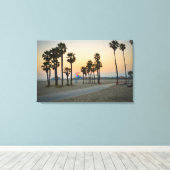 VS, Californië, Santa Monica Pier op zonsondergang Canvas Afdruk (Insitu (Houten vloer))