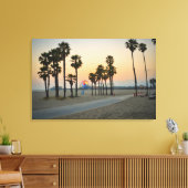 VS, Californië, Santa Monica Pier op zonsondergang Canvas Afdruk (Insitu (Woonkamer))