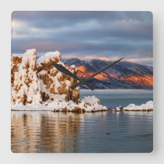 VS, Californië, Sunrise bij Mono Lake Vierkante Klok (Voorkant)