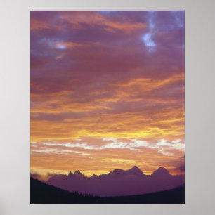 VS, Californië, Zonsondergang over de Sierra Nevad Poster