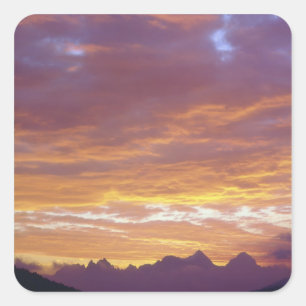 VS, Californië, Zonsondergang over de Sierra Nevad Vierkante Sticker