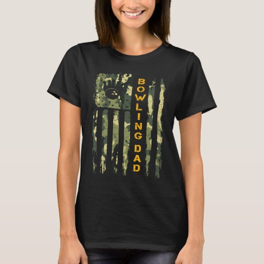 VS Camo Flag Proud Bowling Dad Bowler Sil T-shirt (Voorkant)