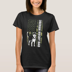  VS Camo Flag Proud Siberian Husky Dad Sil T-shirt