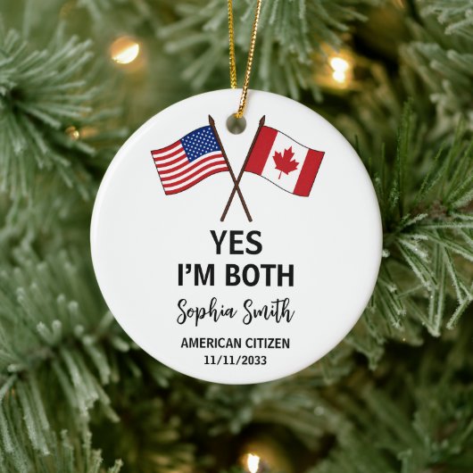 VS Canada dubbele nationaliteit op maat Keramisch Ornament (Boom)