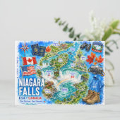 VS Canada geïllustreerde kaart Niagara watervallen (Staand voorkant)