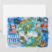 VS Canada geïllustreerde kaart Niagara watervallen (Voorkant / Achterkant)