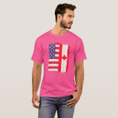 VS Canada Vlag Amerikaans Canadees T-shirt (Voorkant volledig)