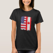 VS Canada Vlag Amerikaans Canadees T-shirt (Voorkant)