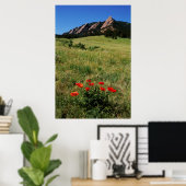 VS, Colorado, Boulder. Flatirons en klaprozen Poster (Thuiskantoor)