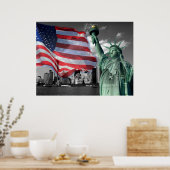 VS: Dame Liberty, Amerikaanse vlag, Poster (Keuken)