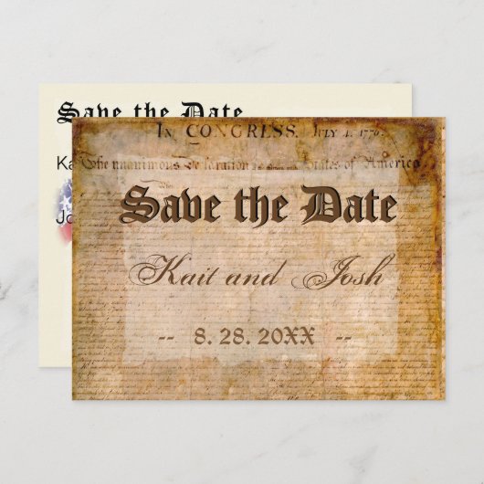 VS Declaration Independence Amazing Parchment Aankondigingskaart (Voorkant / Achterkant)