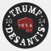 VS Eerste Tattoo Trump DeSantis 2024 Ronde Sticker (Voorkant)