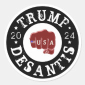 VS Eerste Tattoo Trump DeSantis 2024 Ronde Sticker (Voorkant)