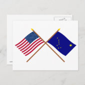 VS en Alaska Crossed Flags Briefkaart (Voorkant / Achterkant)