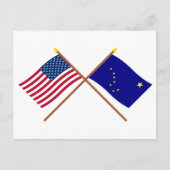 VS en Alaska Crossed Flags Briefkaart (Voorkant)