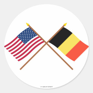 VS en België gekruiste vlaggen Ronde Sticker