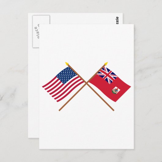 VS en Bermuda Crossed Flags Briefkaart (Voorkant / Achterkant)
