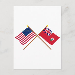 VS en Bermuda Crossed Flags Briefkaart
