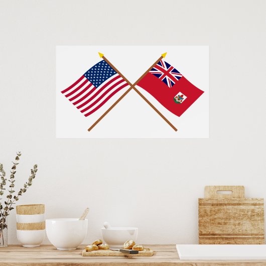 VS en Bermuda Crossed Flags Poster (Keuken)