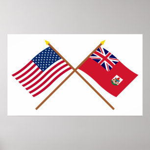 VS en Bermuda Crossed Flags Poster