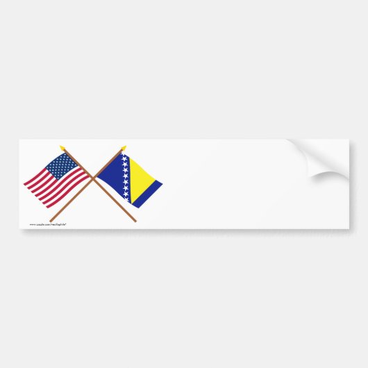VS en Bosnië en Herzegovina gekruiste vlaggen Bumpersticker (Voorkant)