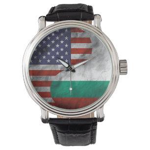 VS en Bulgarije met dubbele vlag Yin Yang Wedding Horloge