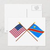 VS en Congo Democratische Republiek gekruiste vlag Briefkaart (Voorkant / Achterkant)