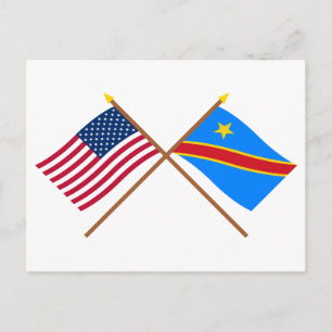 VS en Congo Democratische Republiek gekruiste vlag Briefkaart