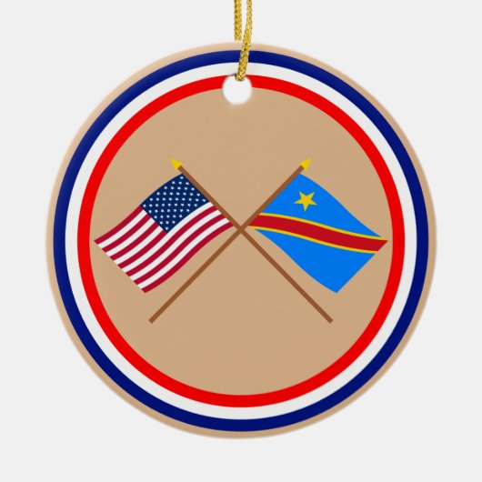 VS en Congo Democratische Republiek gekruiste vlag Keramisch Ornament (Voorkant)