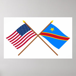 VS en Congo Democratische Republiek gekruiste vlag Poster