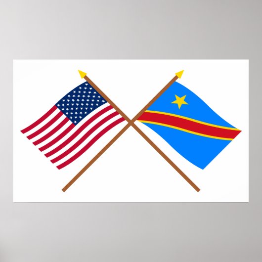 VS en Congo Democratische Republiek gekruiste vlag Poster (Voorkant)