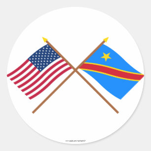 VS en Congo Democratische Republiek gekruiste vlag Ronde Sticker