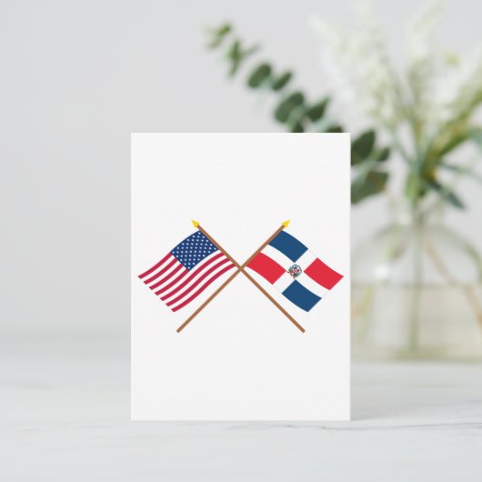 VS en Dominicaanse Republiek: gesteende vlaggen Briefkaart (Staand voorkant)