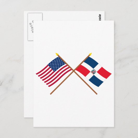 VS en Dominicaanse Republiek: gesteende vlaggen Briefkaart (Voorkant / Achterkant)