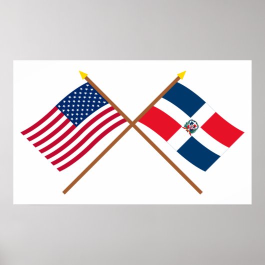 VS en Dominicaanse Republiek: gesteende vlaggen Poster (Voorkant)