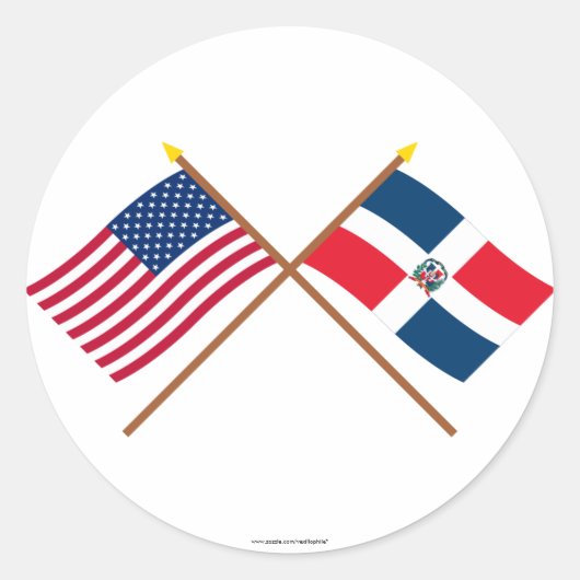 VS en Dominicaanse Republiek: gesteende vlaggen Ronde Sticker (Voorkant)