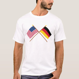 VS en Duitsland kruisen vlaggen T-shirt
