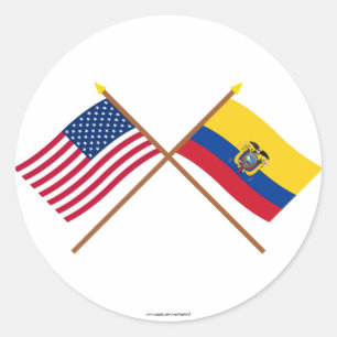 VS en Ecuador gekruiste vlaggen Ronde Sticker