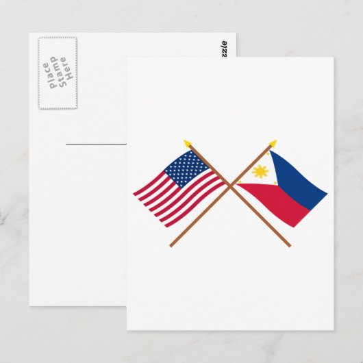 VS en Filipijnen - kruisvlaggen Briefkaart (Voorkant / Achterkant)