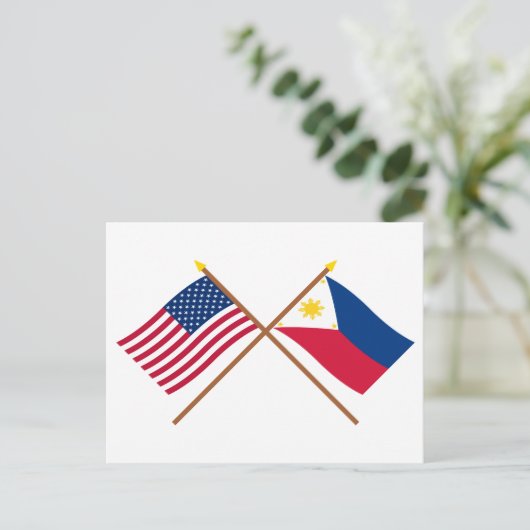 VS en Filipijnen - kruisvlaggen Briefkaart (Staand voorkant)