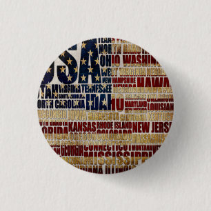 VS en hun federale staten in sterren en strepen Ronde Button 3,2 Cm