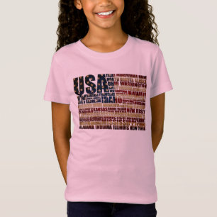 VS en hun federale staten in sterren en strepen T-shirt