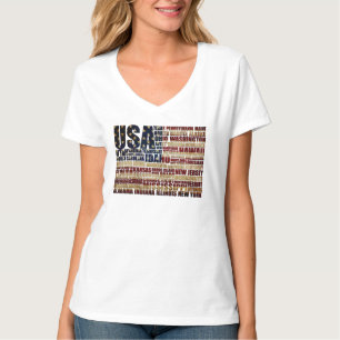 VS en hun federale staten in sterren en strepen T-shirt